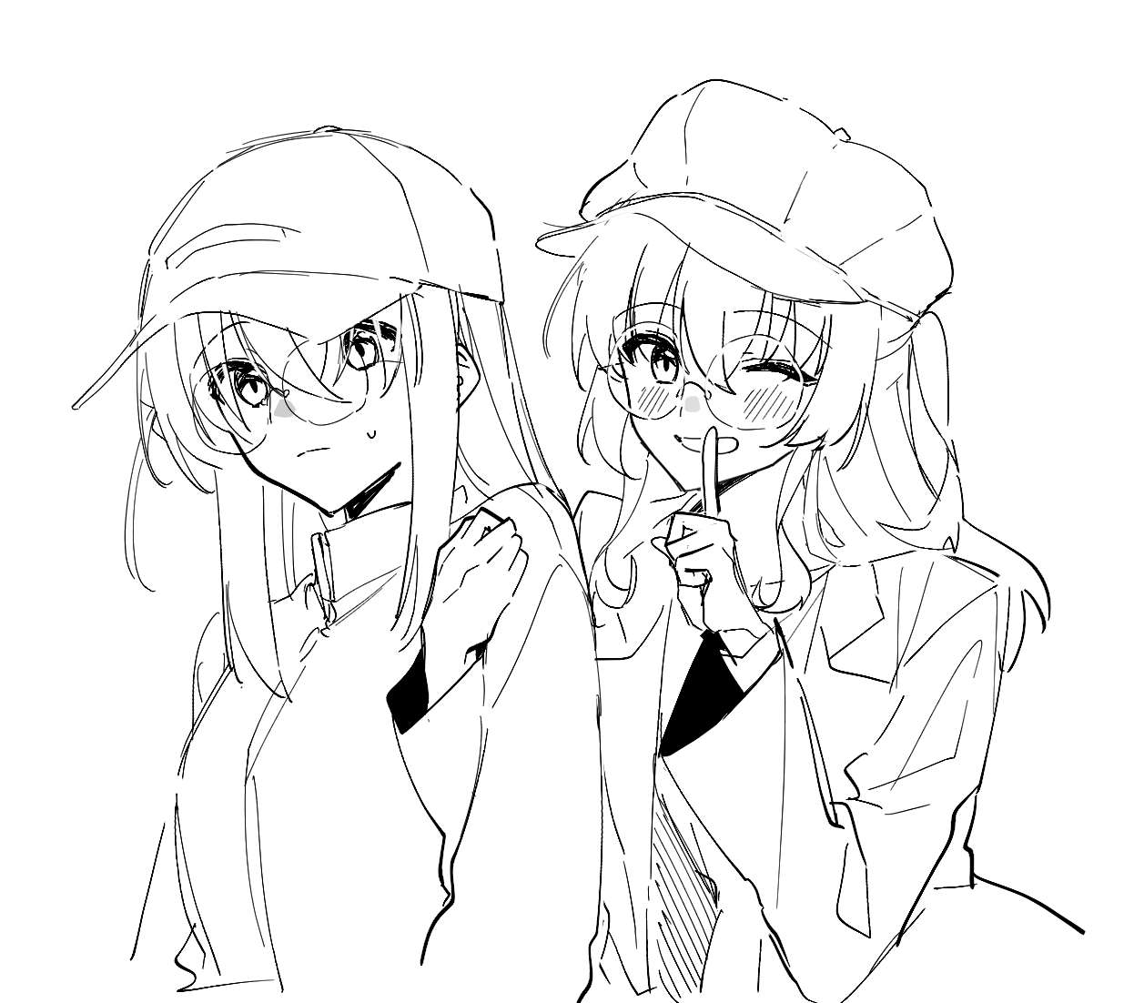 A couple of girls with hats