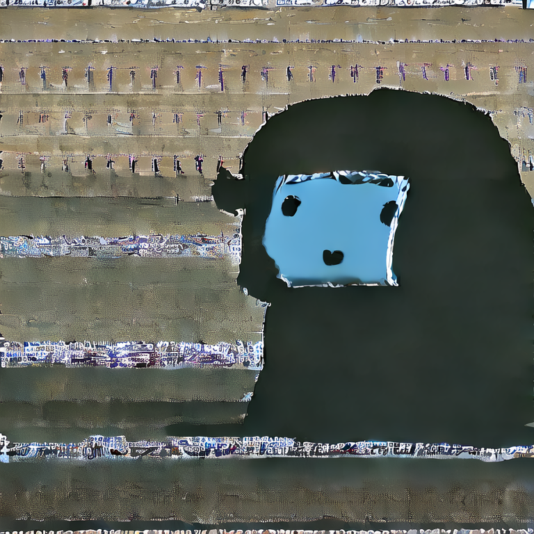 A painting of a person with a blue face