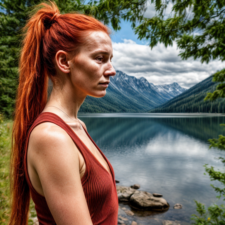 A person standing in front of a lake