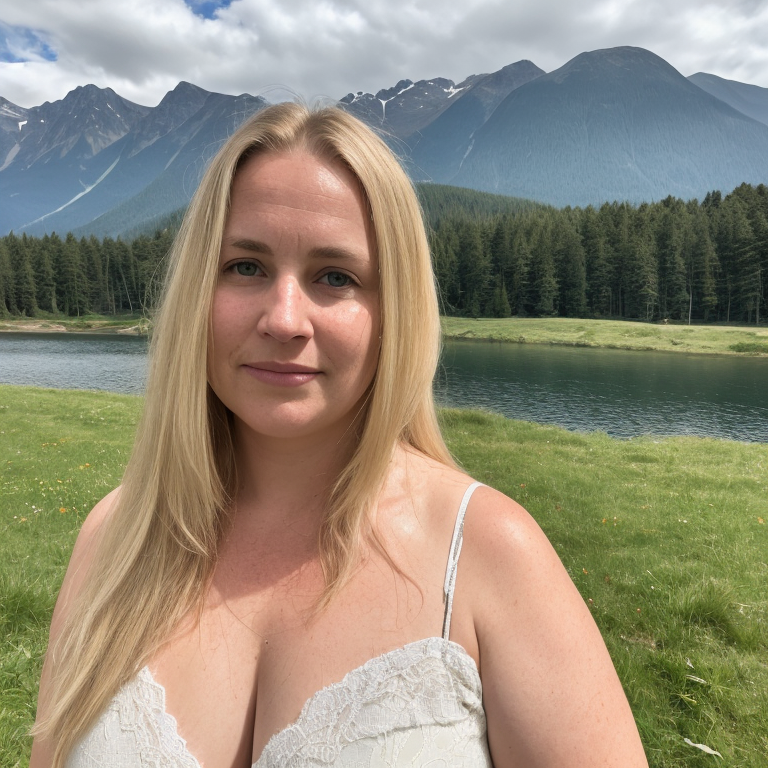 A person standing in front of a lake